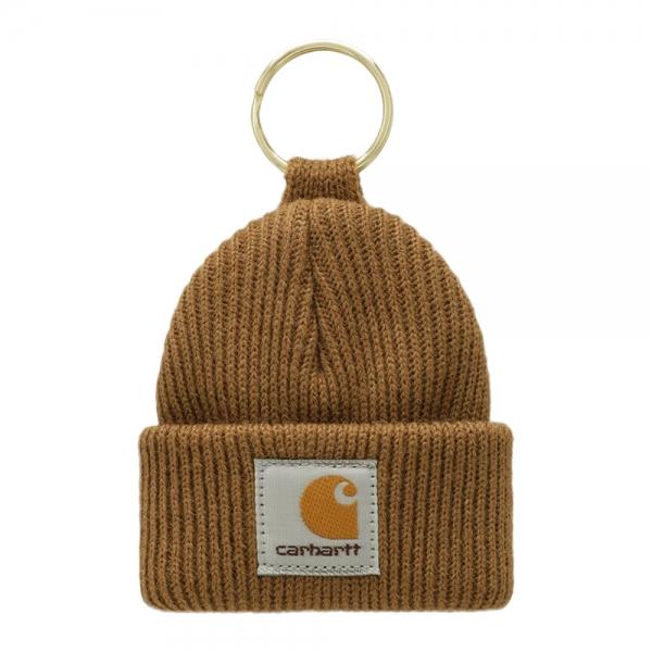 Carhartt Logo Patch Mini Watch Beanie Keyring Brown I036420 HZXX