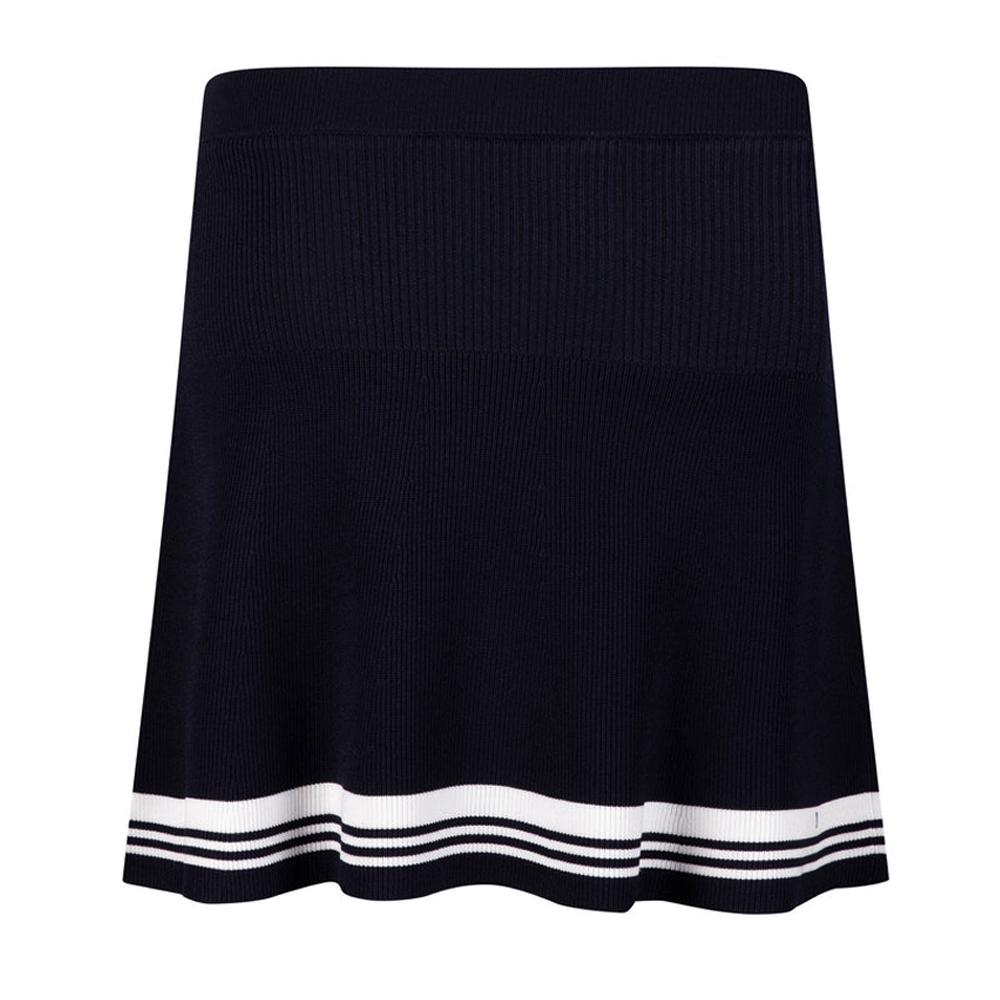 J LINDEBERG Frida Stripe Knit Midi Skirt Navy