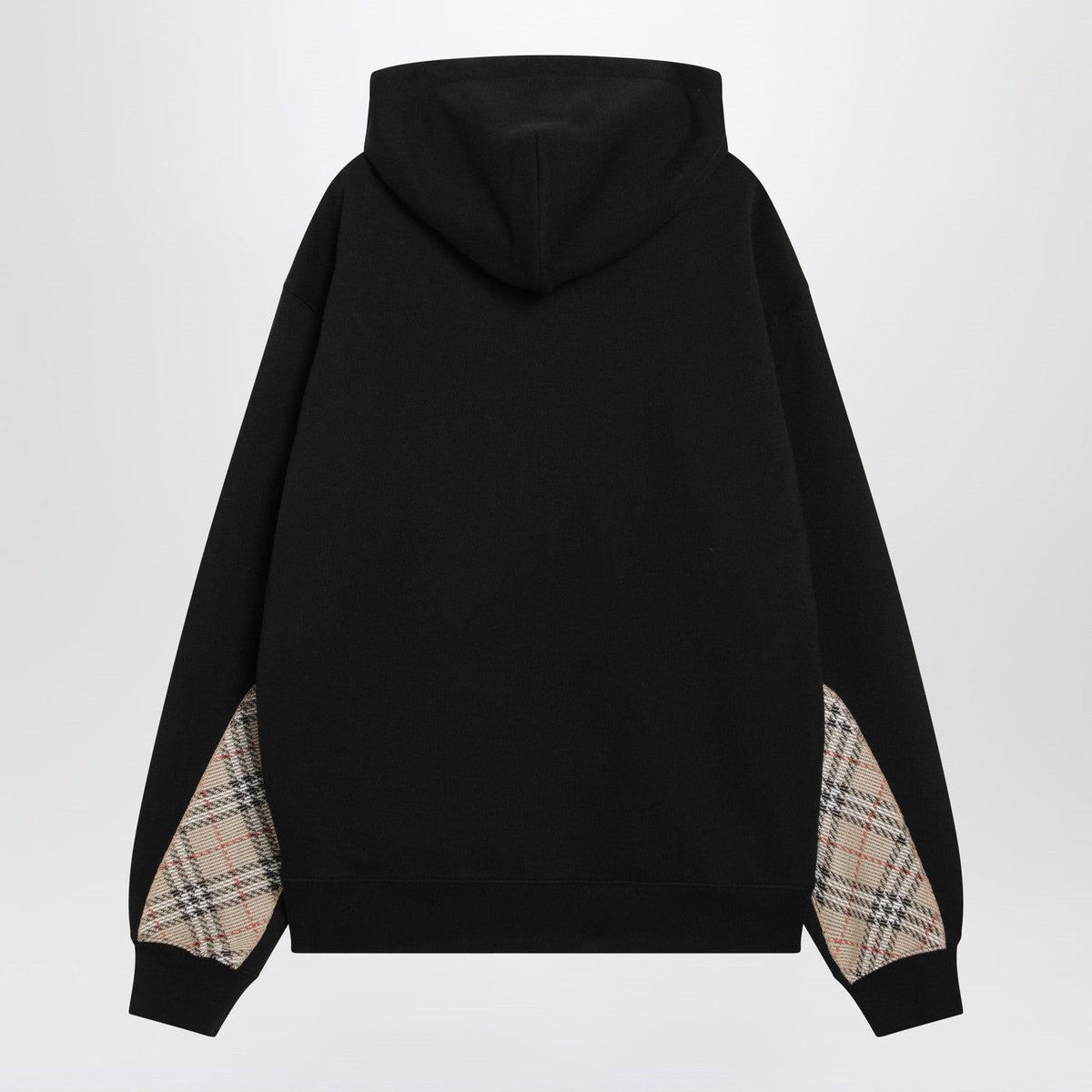 BURBERRY Black Cotton Logo Print Hoodie for Men