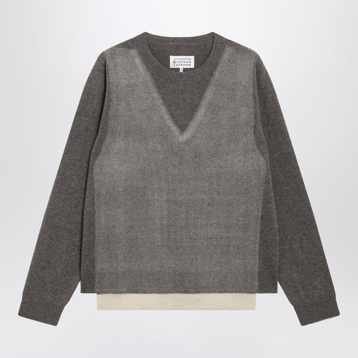Maison Margiela V-Neck Knit Sweater Men Beige Wool