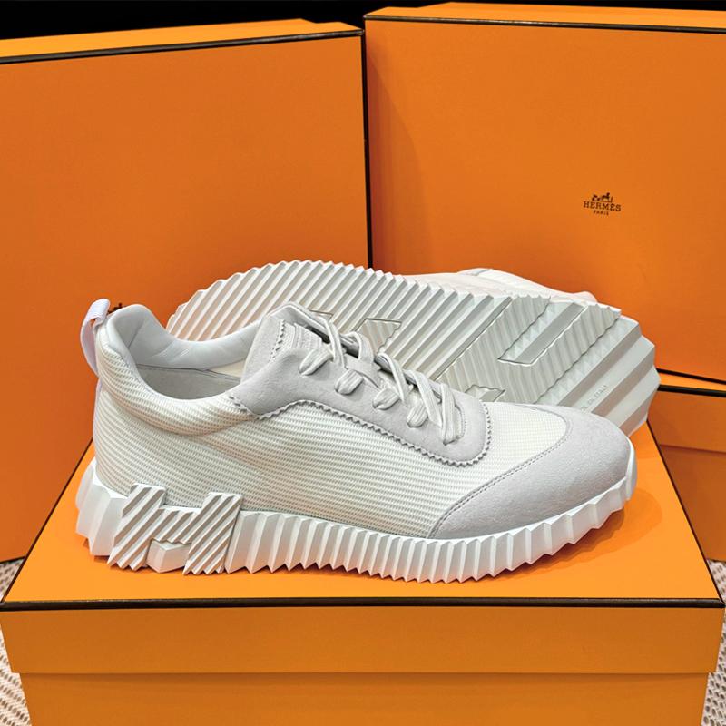 HERMES Men’s Bouncing Suede White H Low-Top Sneakers