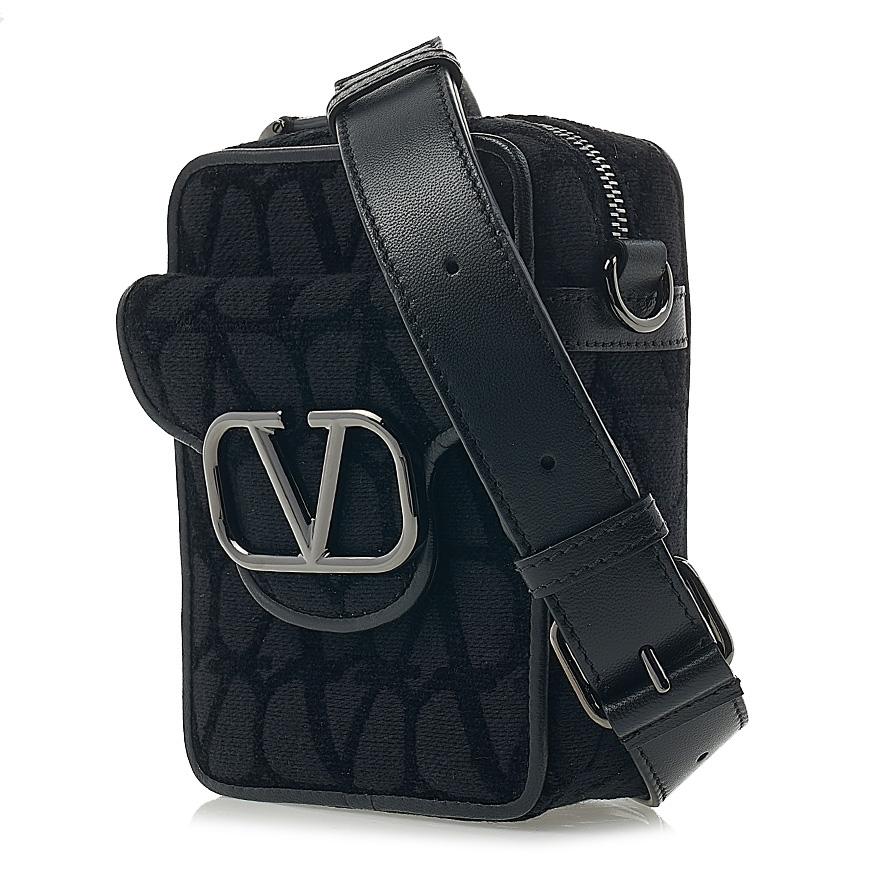 VALENTINO Iconography V Logo Crossbody Bag Black Unisex