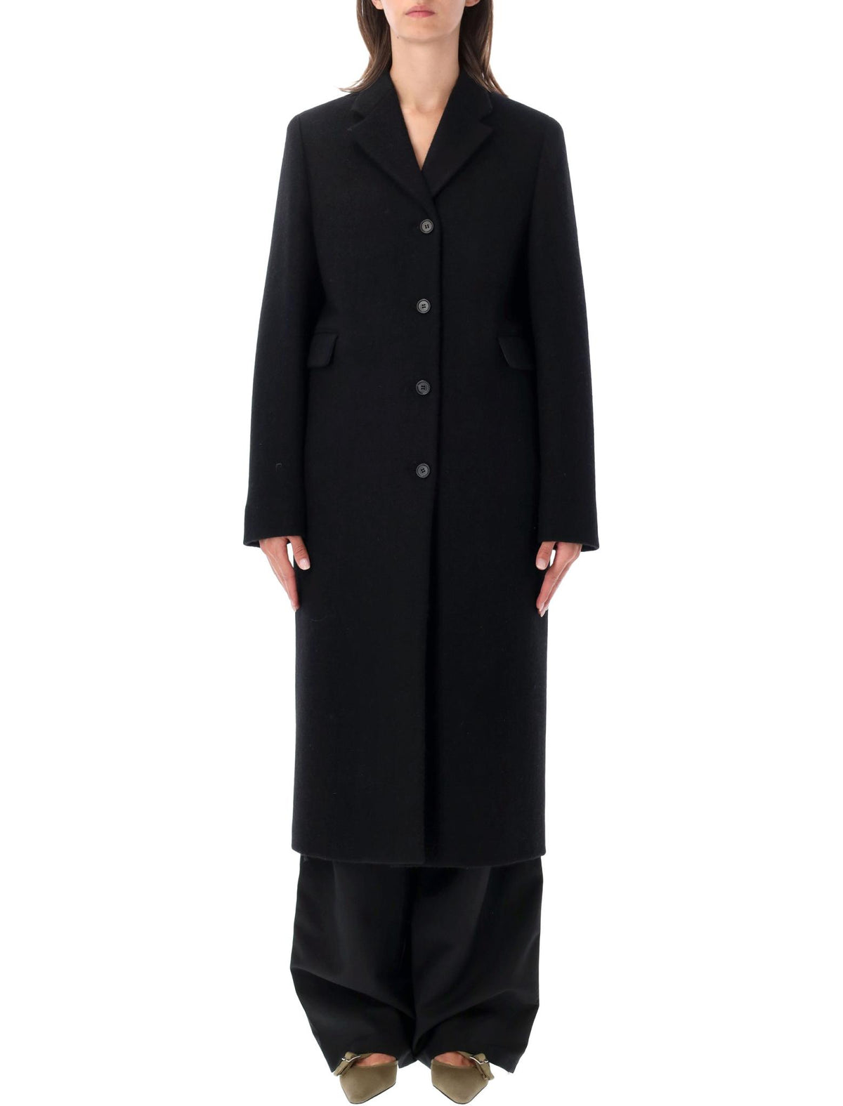 PRADA Black Wool Blend Long Coat