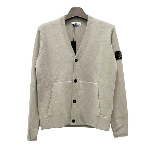 STONE ISLAND Logo Geelong Wool V-Neck Cardigan Unisex Navy