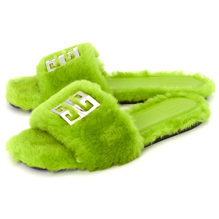 GIVENCHY Women’s Leather Slide Sandals Slippers Brown