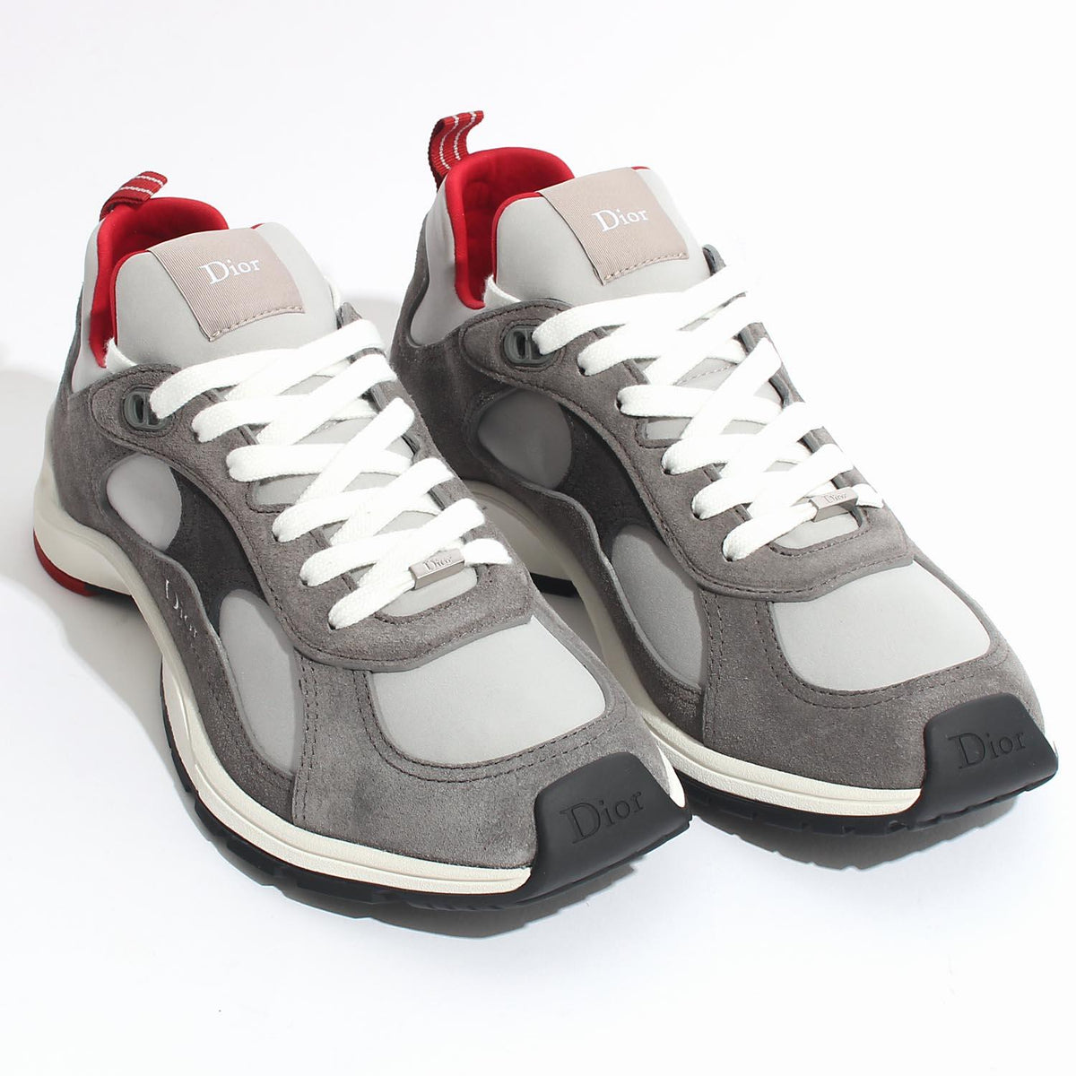 DIOR Grey Red Mile Low-Top Sneakers