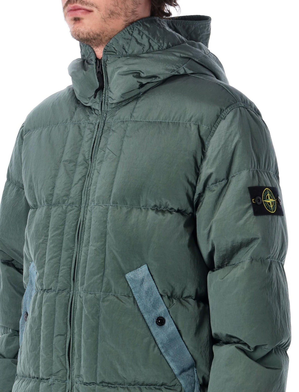 STONE ISLAND Black Down Puffer Jacket for Men