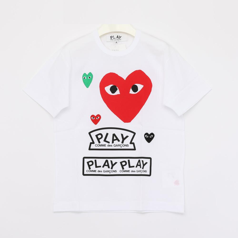 Comme des Garcons Big Heart Multi Logo Short Sleeve Women’s T-Shir AX T280 051 1
