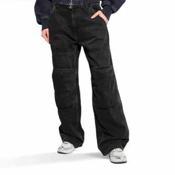 DIESEL DSHIFT Wide Vintage Wash Black Denim Pants Unisex A17294 09J96