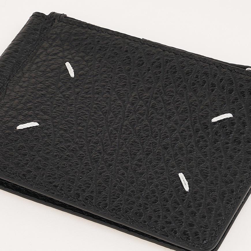 Maison Margiela Four-Stitch Leather Money Clip Wallet Black