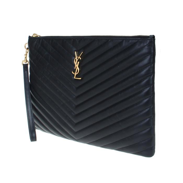 Saint Laurent Monogram Leather Clutch Bag Black