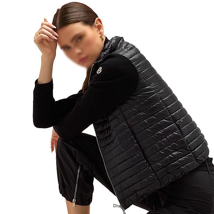 Moncler Tricot Knit Padded Cardigan Black