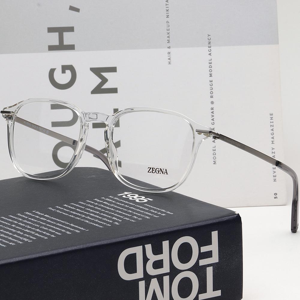Zegna Transparent Acetate Square Eyeglass Frames Unisex EZ5229 026