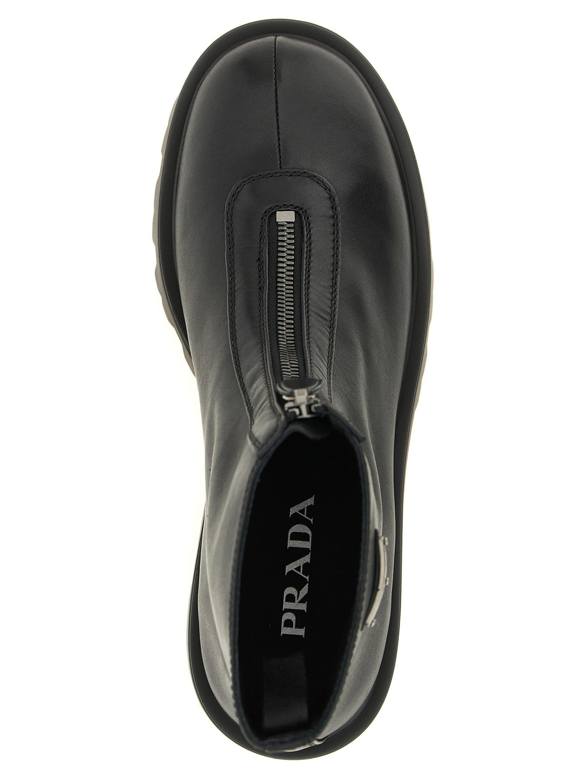 PRADA Black Leather Platform Ankle Boots