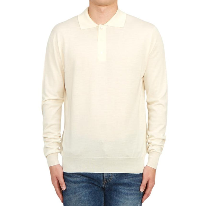 LARDINI Men’s Collared Knit Sweater Navy Cotton Blend
