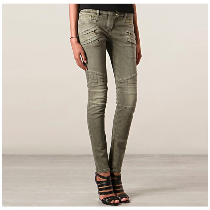 Balmain Women’s Green Washed Biker Pants 5358 170N C3901