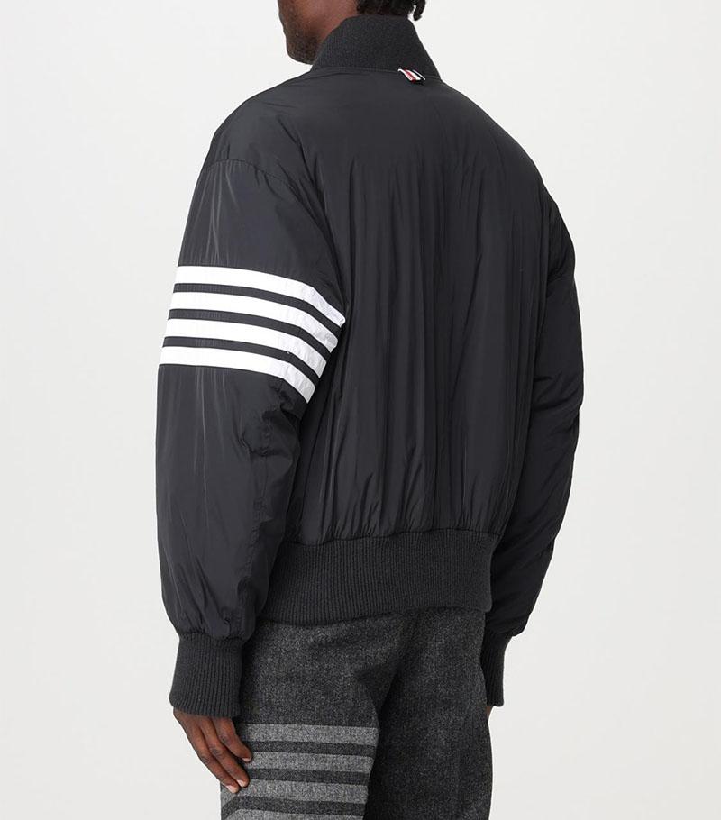 THOM BROWNE Charcoal Oversized Down Bomber Jacket