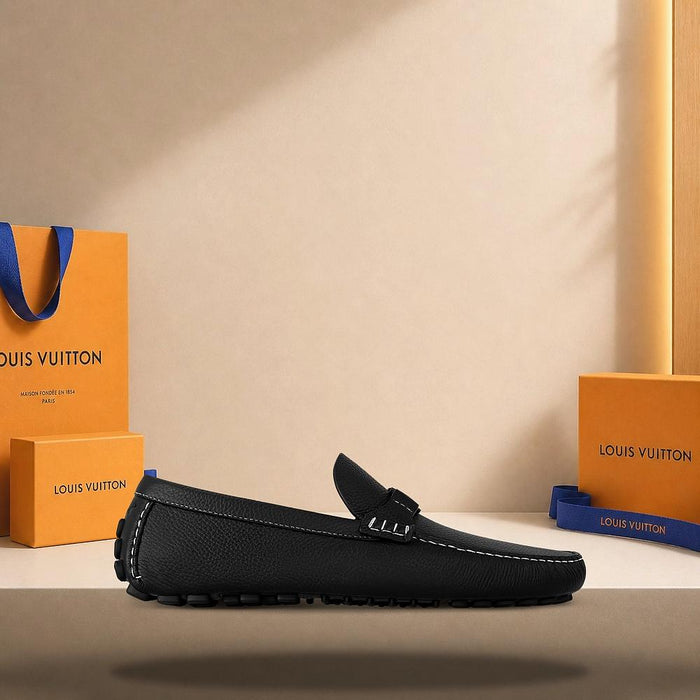 Louis Vuitton Silverstone Black Leather Moccasins Loafers Men