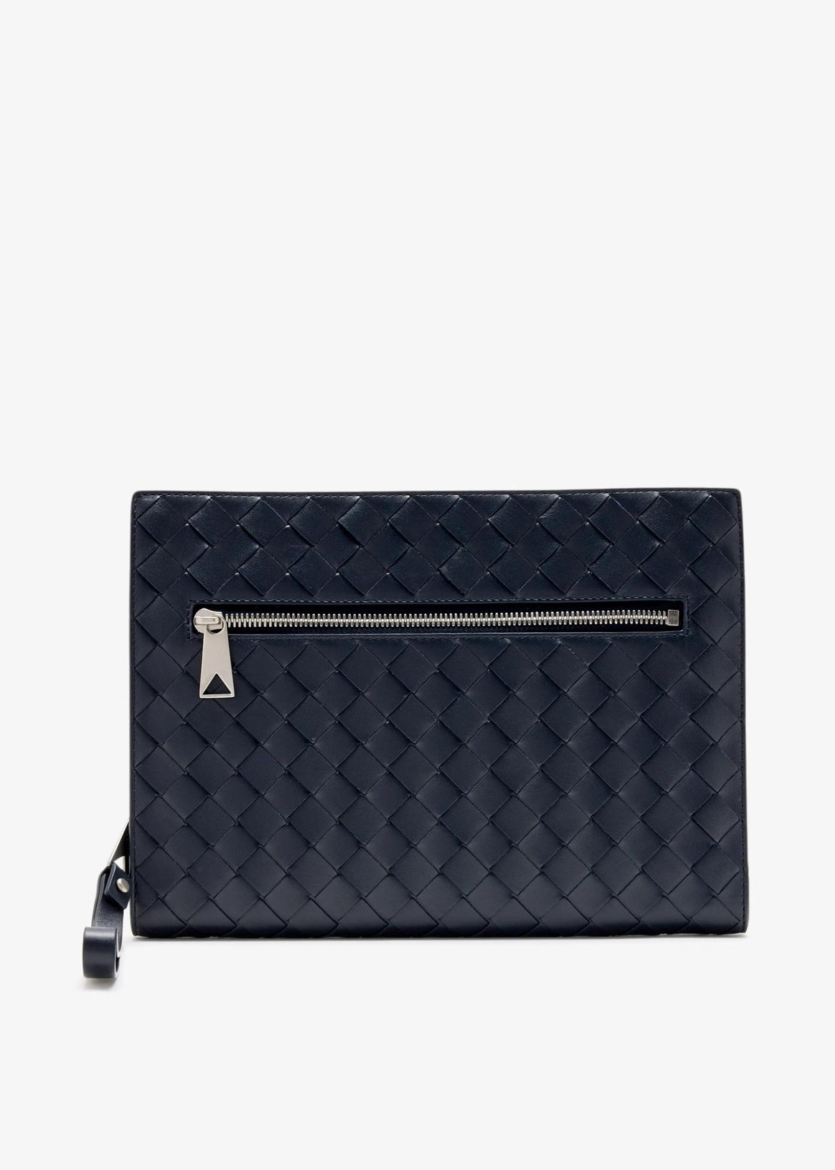 Bottega Veneta Blue Leather Woven Clutch Bag