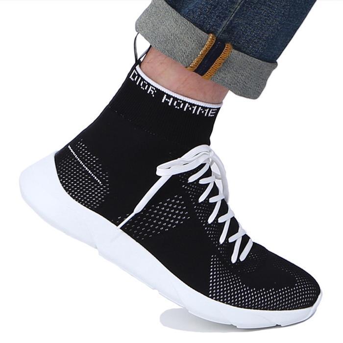 DIOR White Knit Sock Sneakers Low-Top