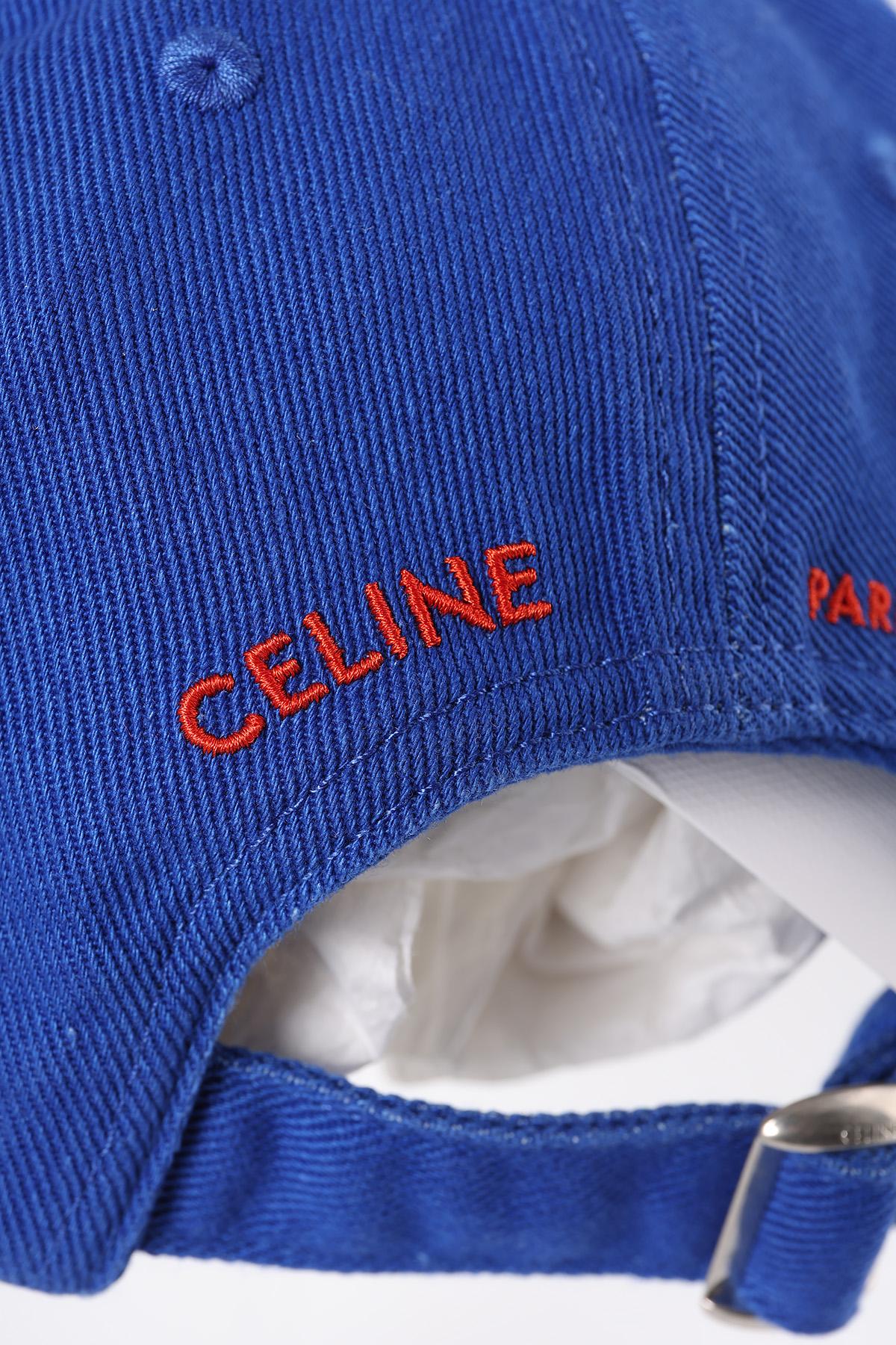 CELINE Vivienne Cotton Twill Cap Blue Red