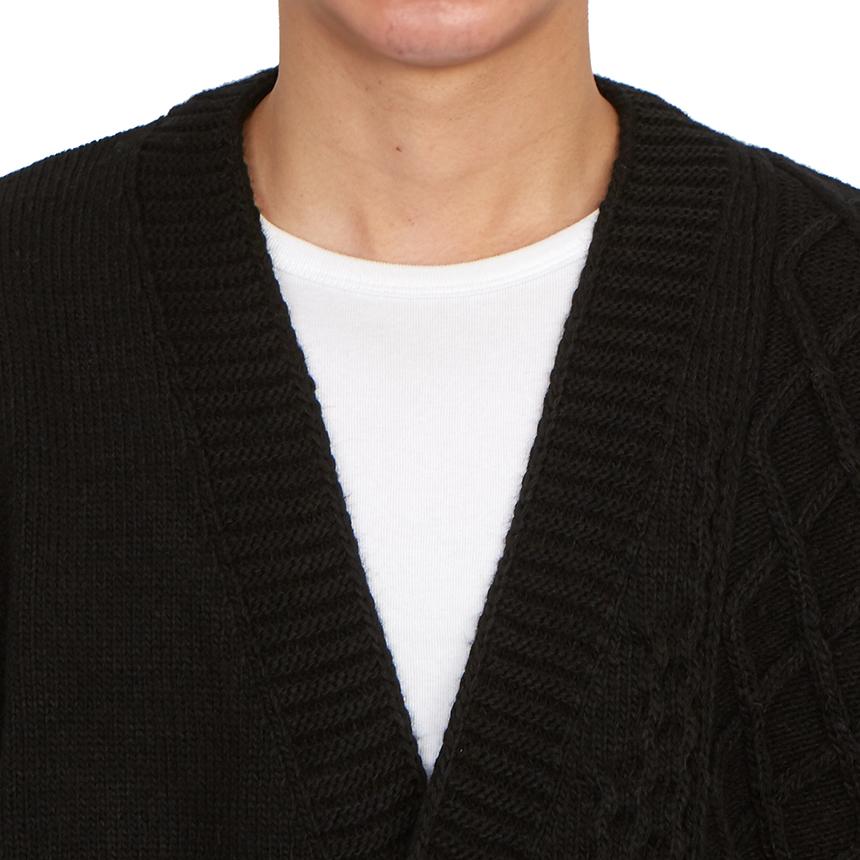 FAMILY FIRST Braid Knit Men’s Cardigan Black