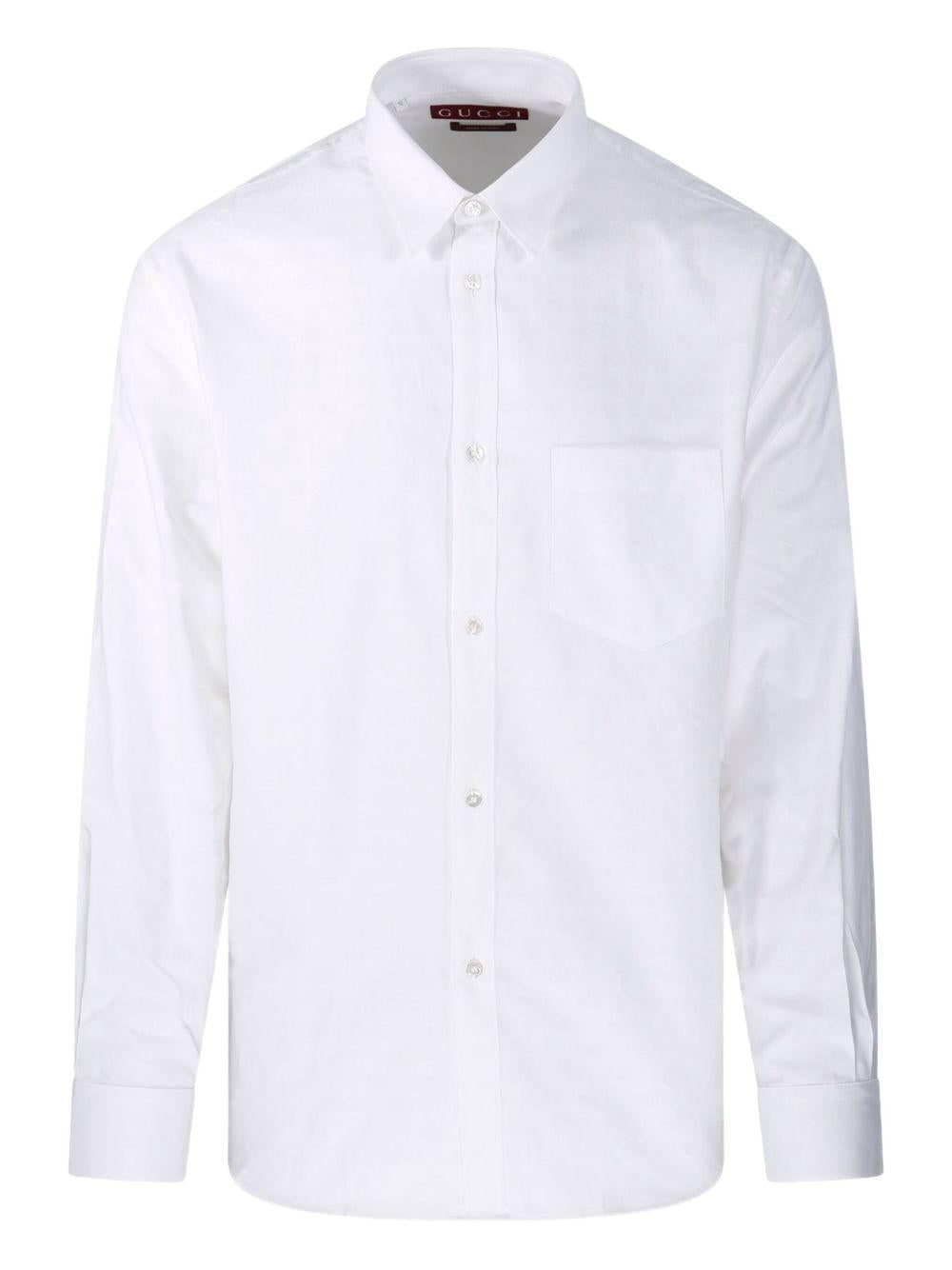 GUCCI Long Sleeve Button-Up Shirt White Cotton Men