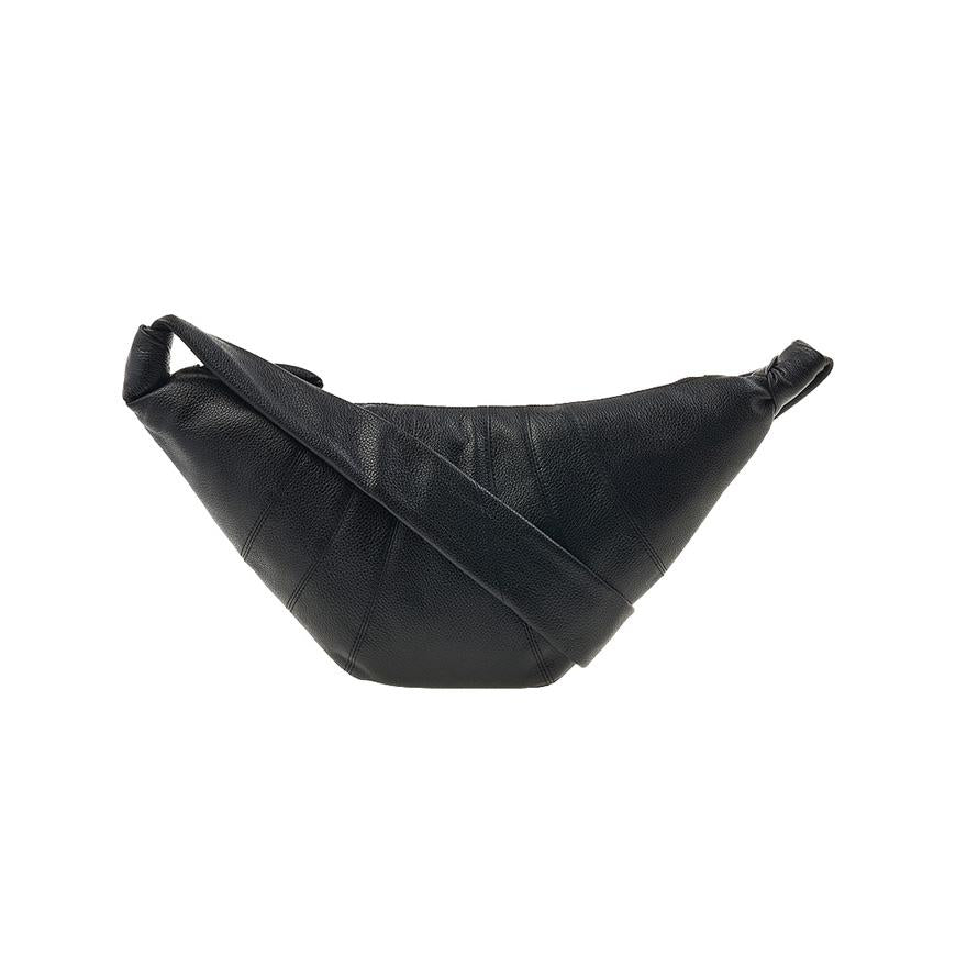 Lemaire Unisex Medium Croissant Shoulder Bag Black Leather Crossbody