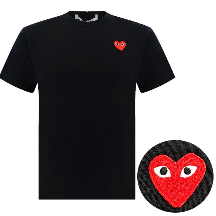 Comme des Garcons Unisex Red Heart Logo T-Shirt Black