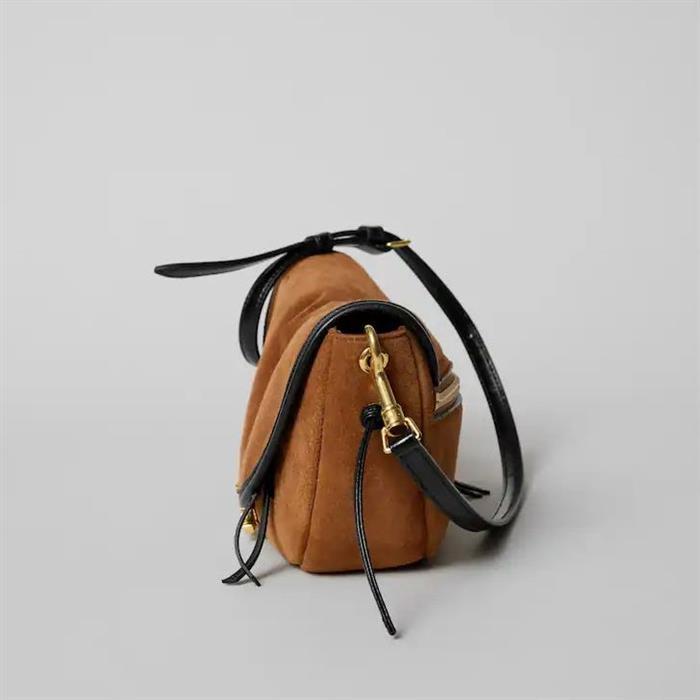 CELINE Little Half Moon Soft Triomphe Suede Calfskin Shoulder Bag