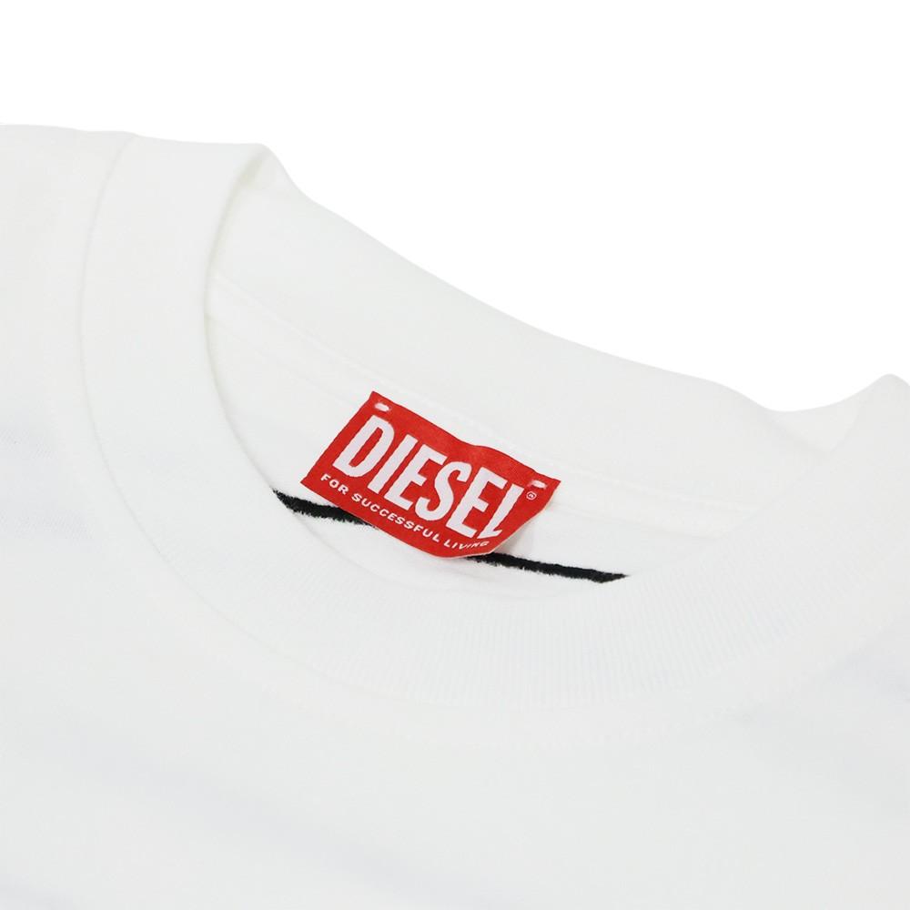 DIESEL Logo Graphic Short Sleeve T-Shirt for Men White Cotton
