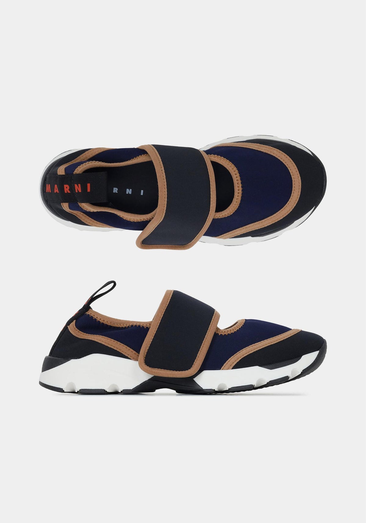 Marni Dark Blue Black Lycra Mary Jane Running Sneakers Lo SNZW020602 P7613 ZP081
