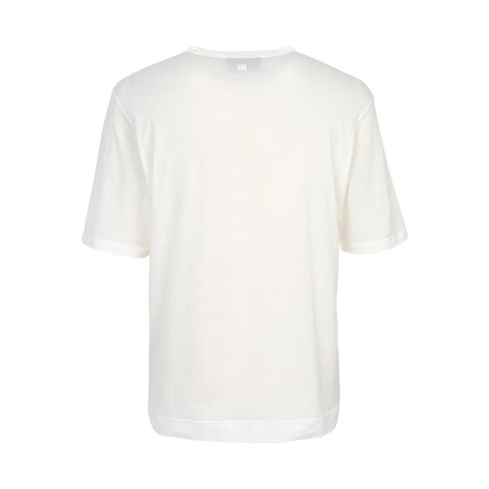 AMI Men’s Short Sleeve T-Shirt Ivory Cotton Tee