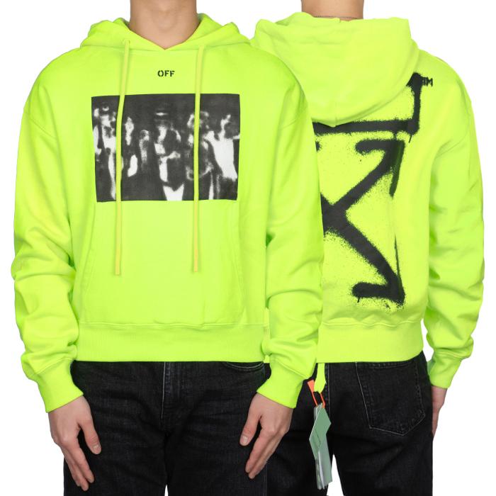 OFF WHITE Neon Printed Hooded T-Shirt for Men OMBB037R20E300156210