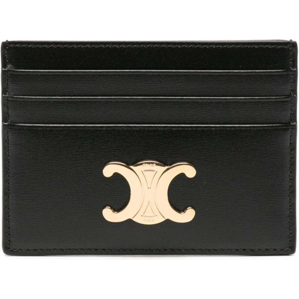 CELINE Triomphe Black Leather Women’s Card Holder Wallet