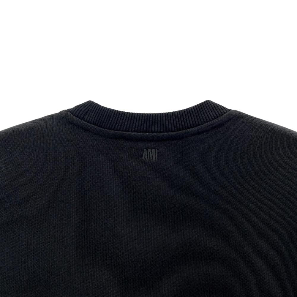 AMI Small Heart Logo Sweatshirt Unisex Black Cotton
