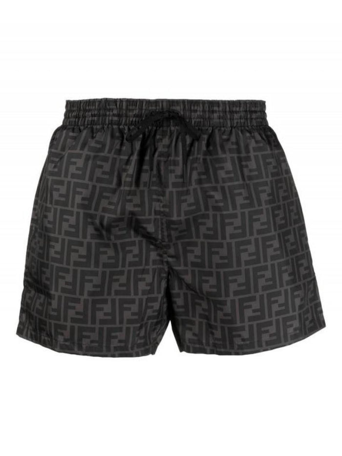 FENDI Technical Fabric Swim Shorts FF Logo Men’s Swimwear