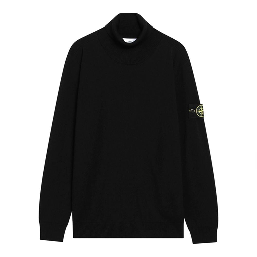 STONE ISLAND Lightweight RWS Pure Wool Turtleneck Sweater Black