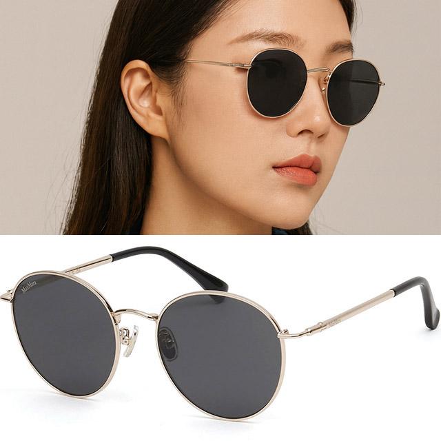 Max Mara Gold Metal Round Sunglasses Asian Fit Unisex MM0113K 28B