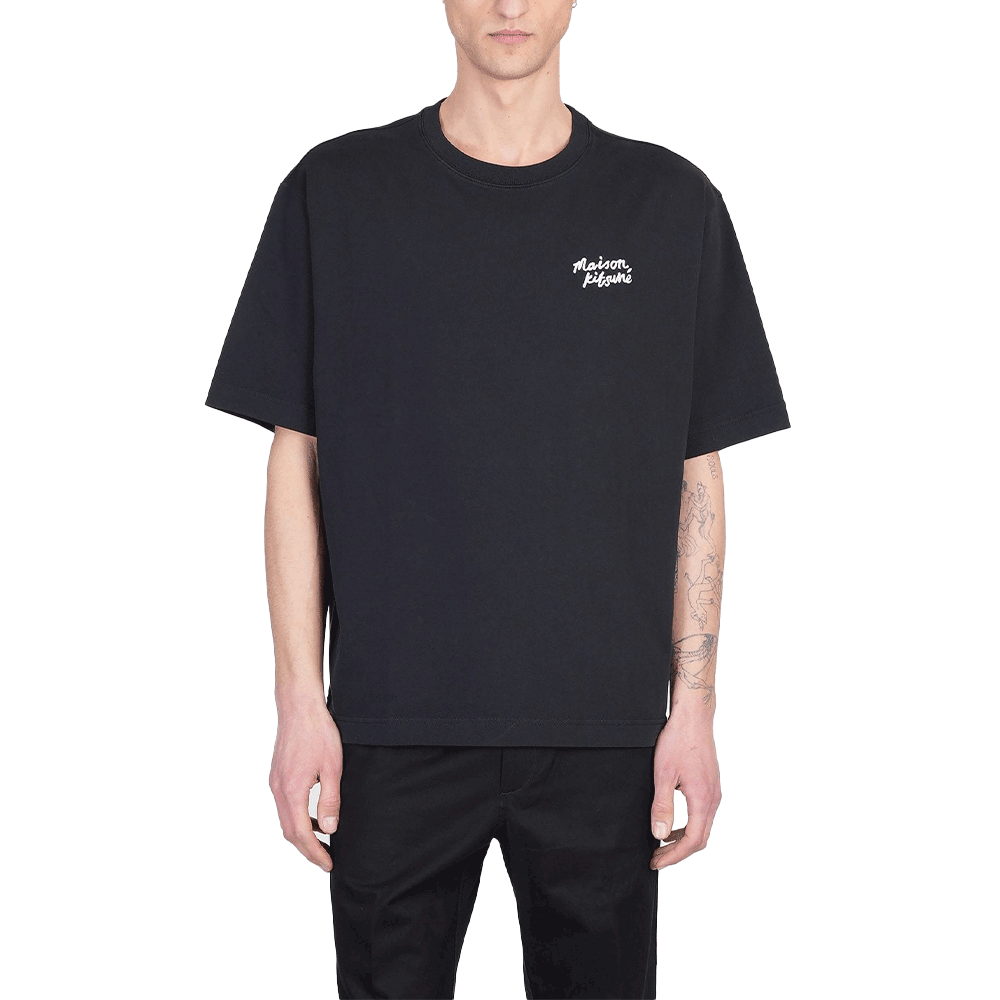 Maison Kitsune Handwriting Logo Men’s Short Sleeve T-Shirt OM00123 KJ0119