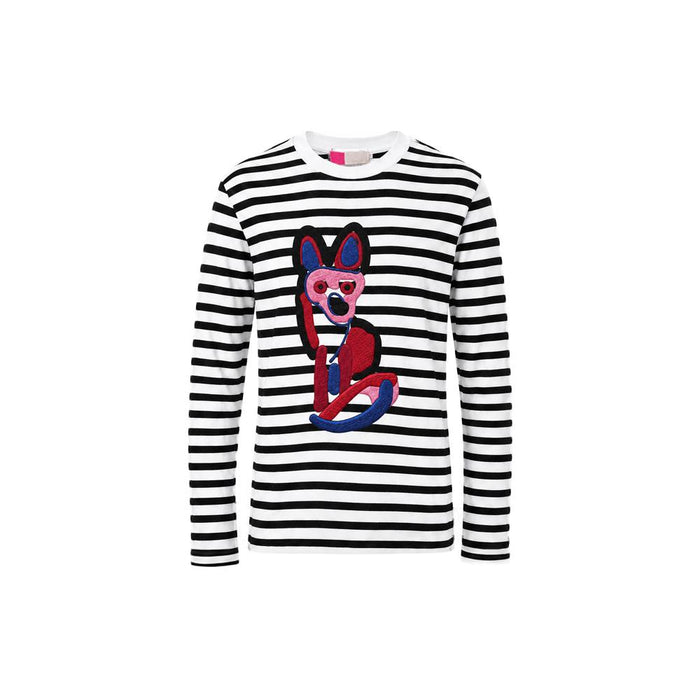 Maison Kitsune Acid Fox Stripe Long Sleeve T-Shirt White