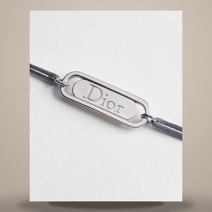 DIOR Gray Cord Silver-Finish Brass Link Bracelet B3371HOMMT D005