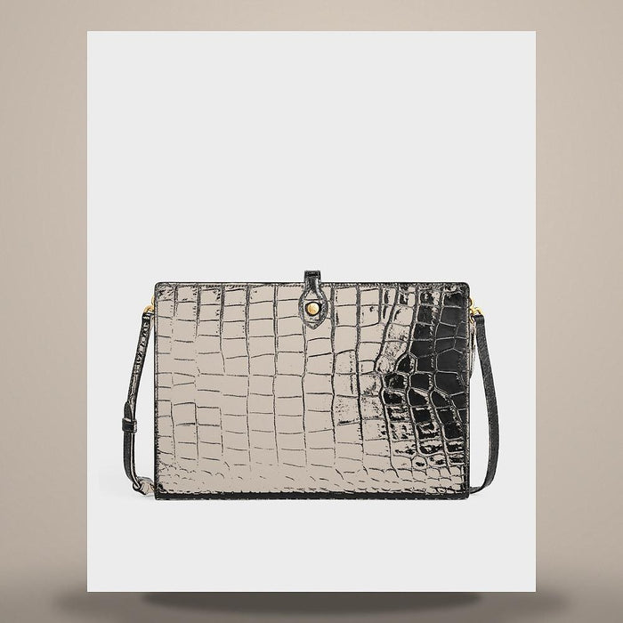 CELINE Medium Note Croc-Embossed Calfskin Tote Bag Black L106T3S44 38NO
