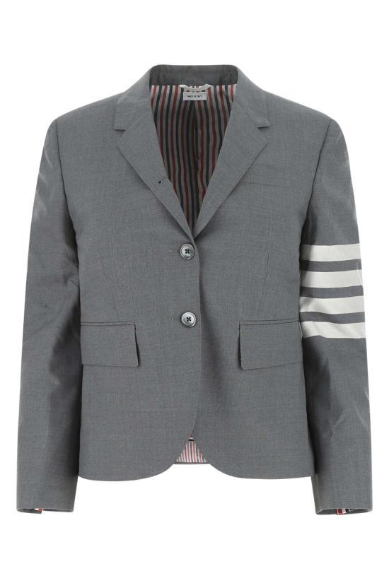 THOM BROWNE Plain Weave Suiting Classic 4-Bar Jacket Gray Women