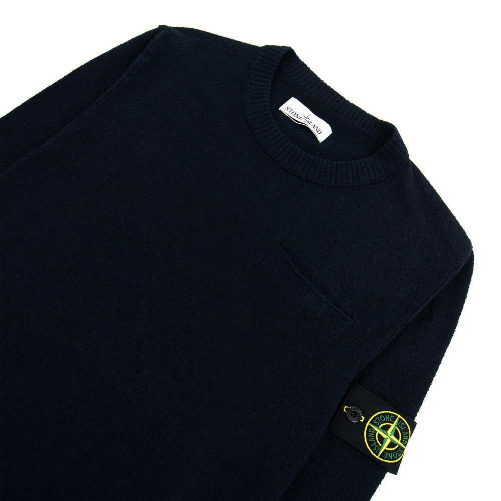 STONE ISLAND Navy Wappen Pocket Crewneck Knit Sweater 6815523B5 V0020