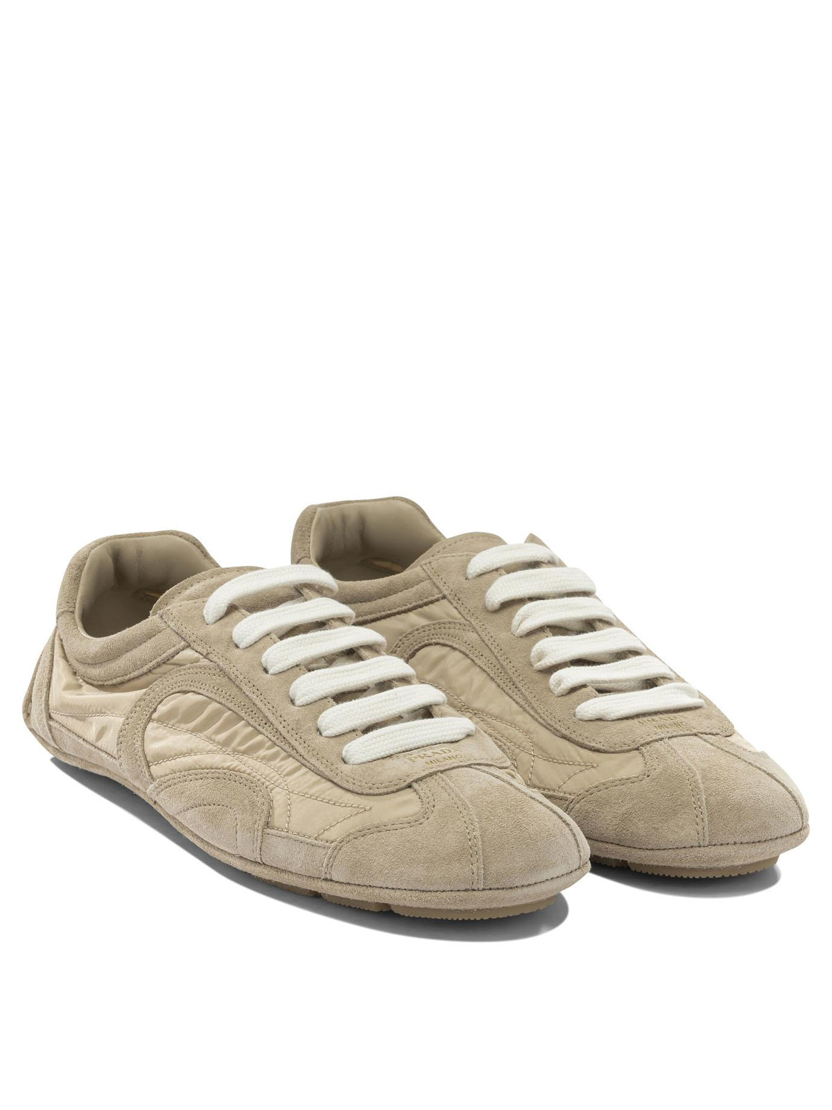 PRADA White Leather Low-Top Sneakers