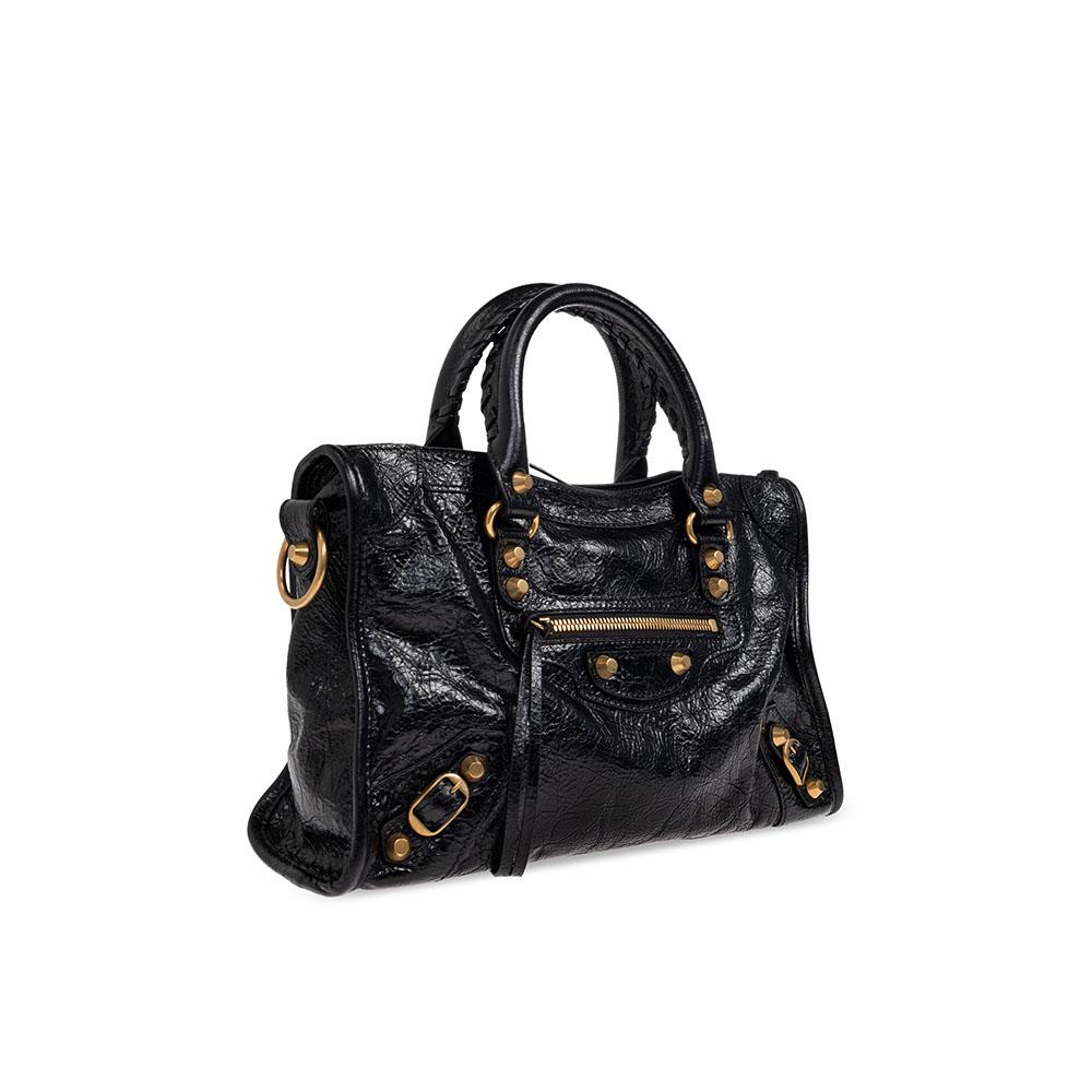 BALENCIAGA Le Cagole City Small Tote Bag Black Leather