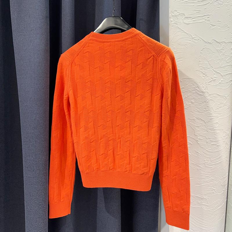 HERMES H Logo Long Sleeve Wool Crewneck Sweater Etoupe