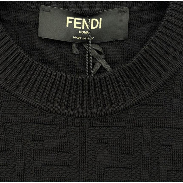 FENDI FF Logo Cotton Crewneck Knit Sweater for Men