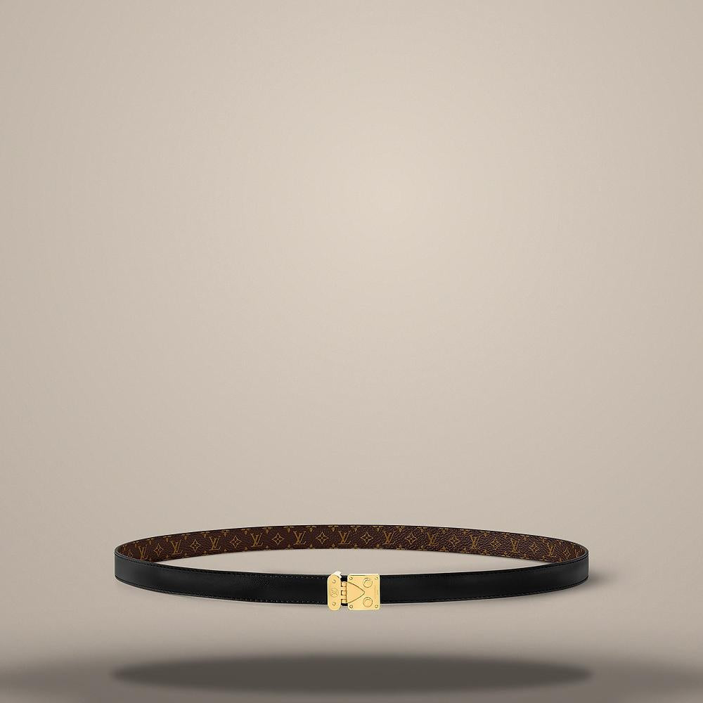 Louis Vuitton S Lock 18mm Reversible Black Monogram Belt M4102